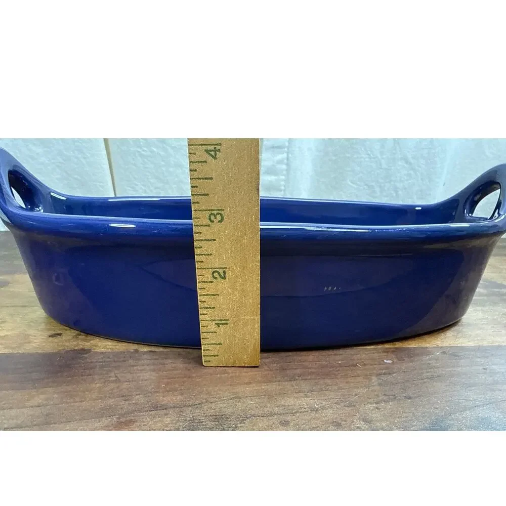 Crate & Barrel Portugal Stoneware Cobalt Blue Casserole Baking Dish With Handles
